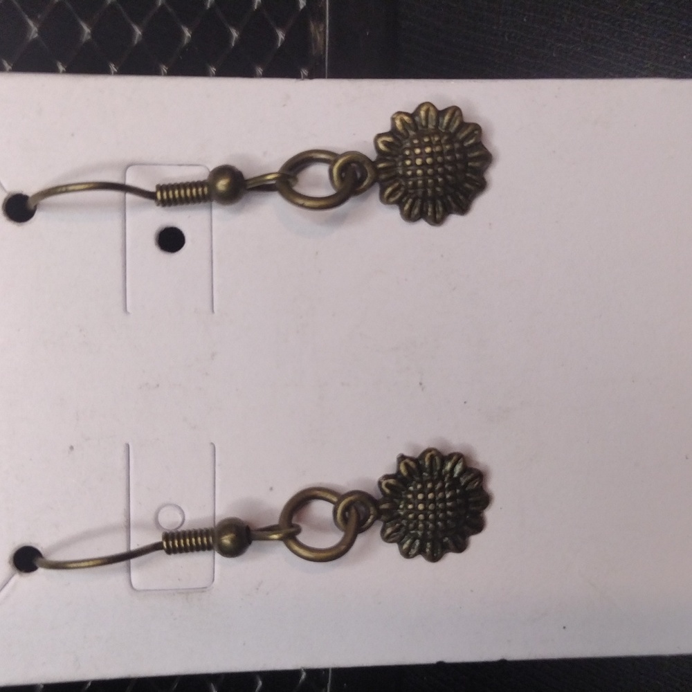 Bronze Mini Sunflower Earrings